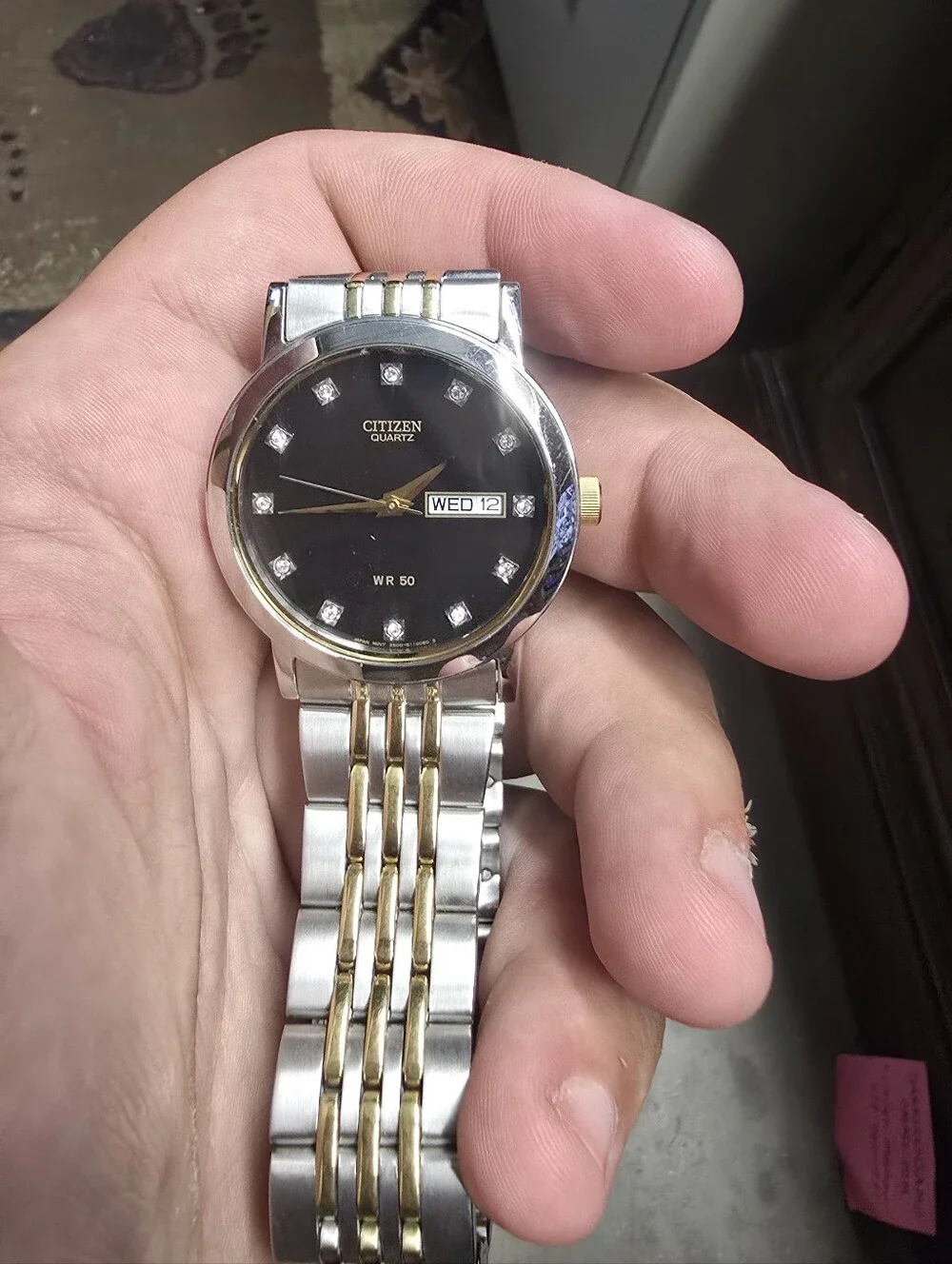 Citizen Two-Tone Black Dial Men’s Watch with Gold Accents